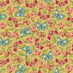 EQP Patchworkstof - Butterflies - Pear